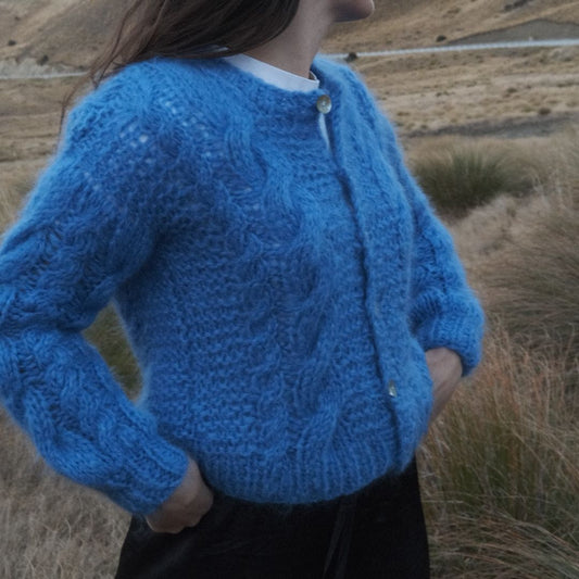Cable Cardigan - Royal Blue