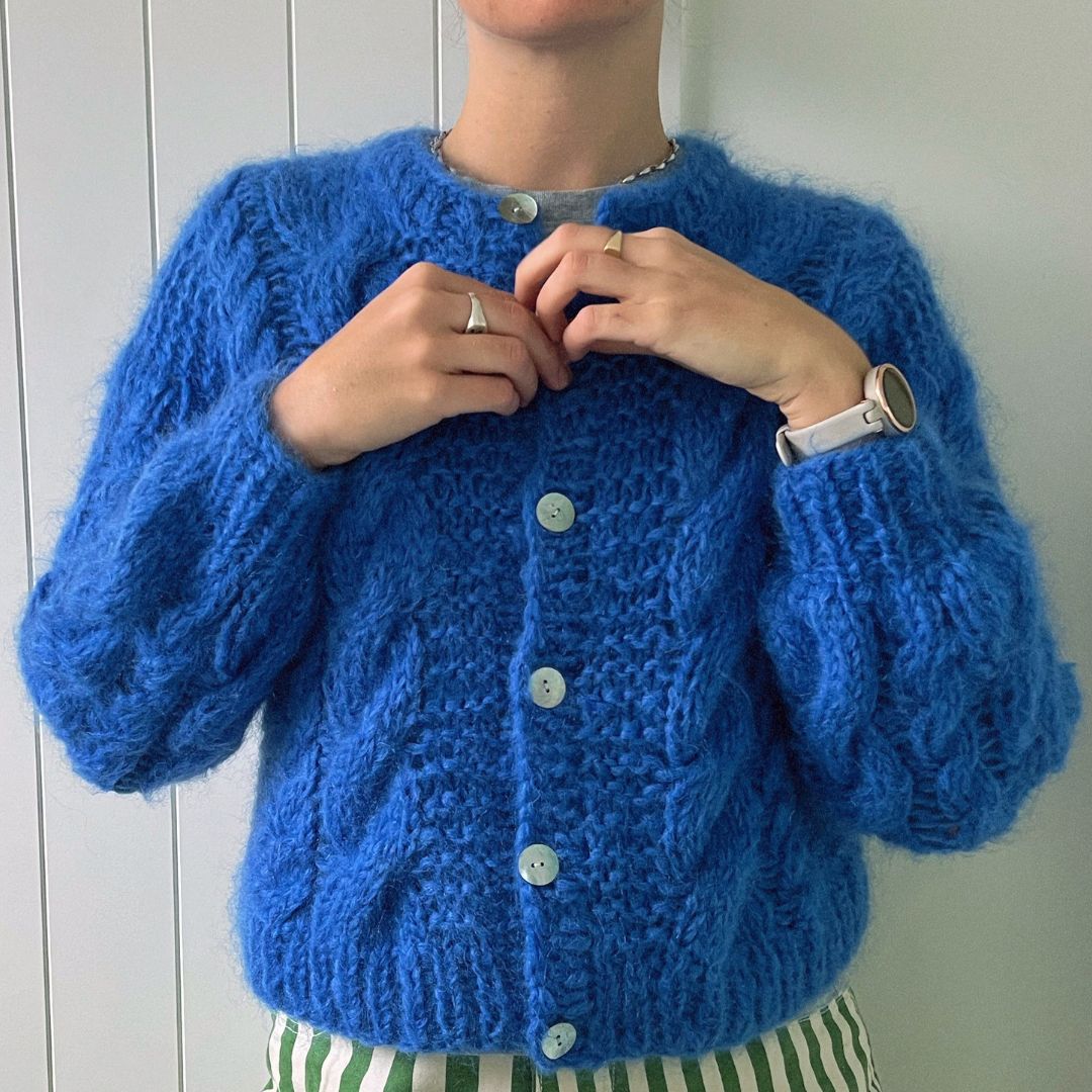 Royal Blue Chunky Knit Cardigan Blue Chunky Knit Royal Blue