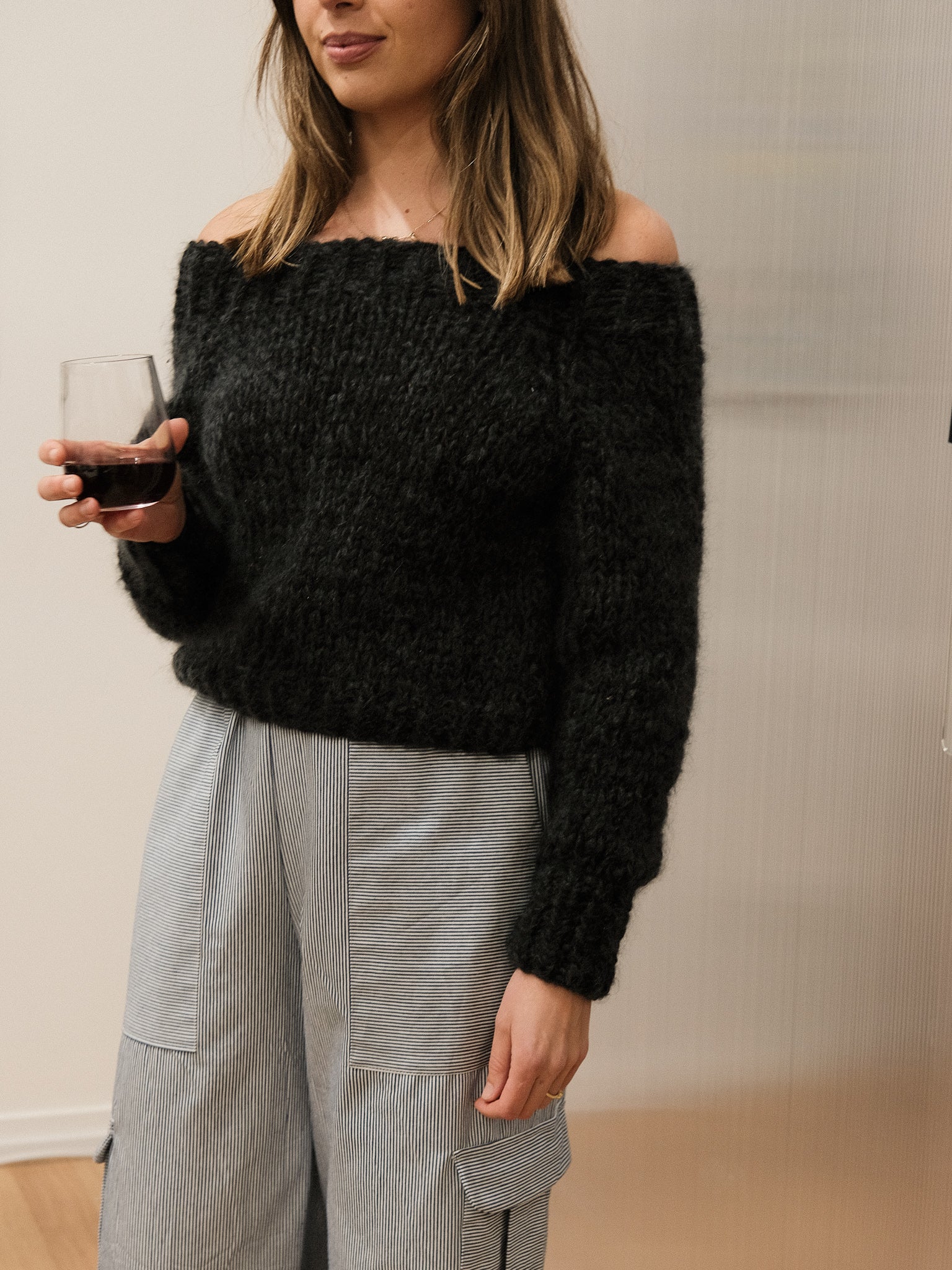 Drop shoulder knit online sweater