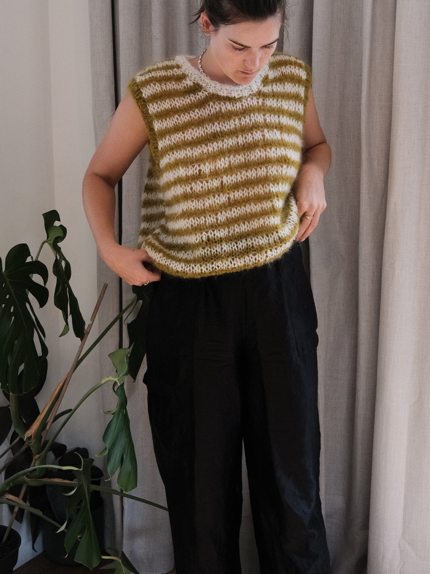 Striped Crewneck Vest Knitting Pattern