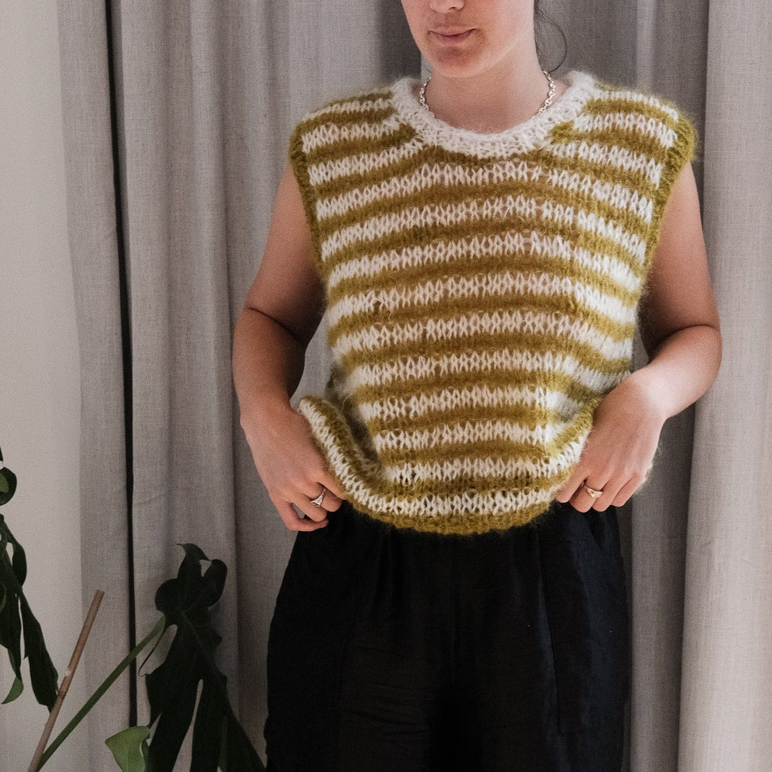 Stripe Crewneck Vest Knitting Kit