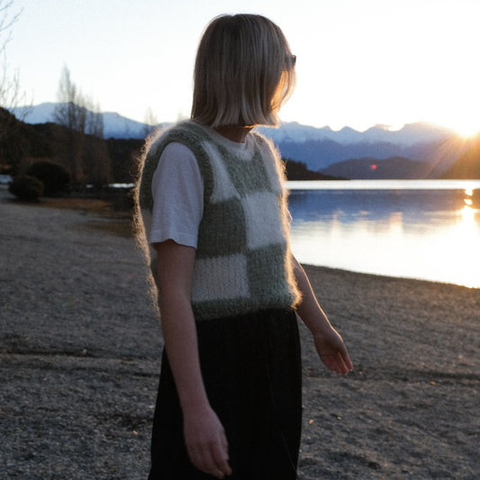 Checkered Vest Knitting Pattern Only
