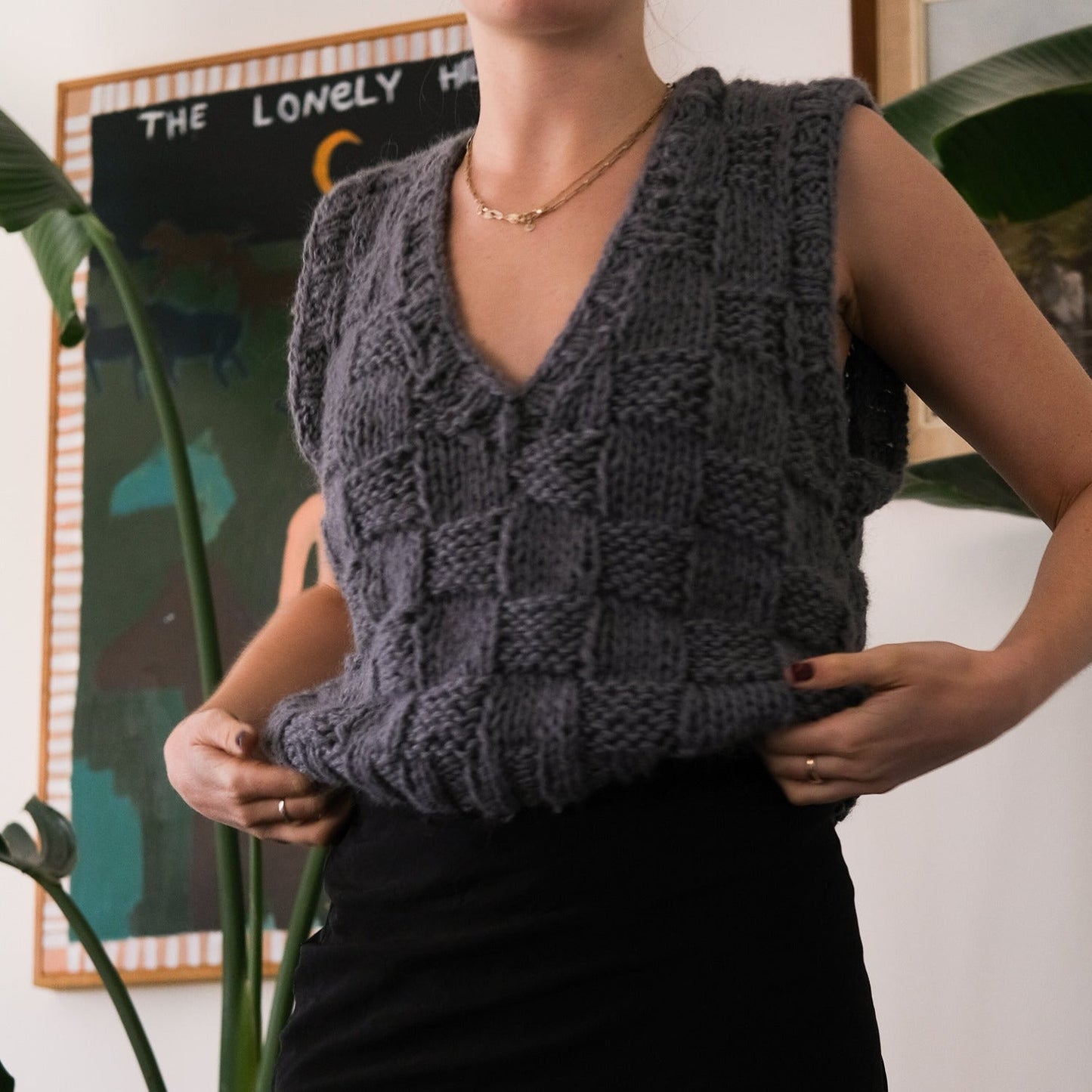 Checkerboard Vest Knitting Pattern